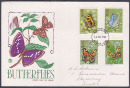 GB Great Britain 1981 Private FDC Butterflies, Butterfly, Insect, Insects, First Day Cover - Briefe U. Dokumente