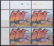 B5145 ZAMBIA 2003, SG 891 White-fronted Bee-eater (bird) MNH Control Block Of 4 (1A) - Zambie (1965-...)