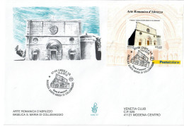 ITALIA 2010 FDC VENETIA CLUB BUSTONE N. 1576 ARTE ROMANICA D'ABRUZZO BASILICA S. MARIA DI COLLEMAGGIO - FDC