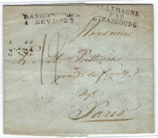 1815 - Letter From R.4.REGENSBOURG / 6 . NOV . 1815  + ALLEMAGNE / PAR / STRASBOURG  To Paris - Préphilatélie