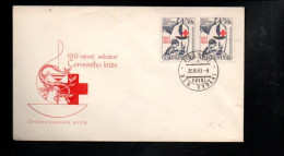 TCHECOSLOVAQUIE FDC 1963 CENTENAIRE CROIX ROUGE - Red Cross