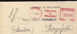 X0948 Italia, Red Meter Freistempel Ema, Bologna 1949 Comune Di Bologna - Macchine Per Obliterare (EMA)