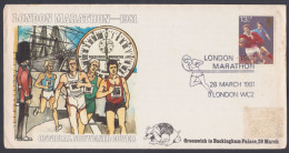 GB Great Britain 1981 Private FDC London Marathon, Sport, Sports, Ship, Ships, British Royal Guard, Stopwatch, Cover - Covers & Documents