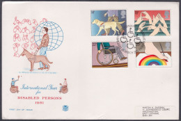 GB Great Britain 1981 Private FDC International Year For Disabled Persons, Dog, Blind, Blindness, Wheelchair, Cover - Covers & Documents