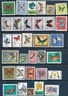 Butterflies: Set 32 Stamps, Used, Hinged (#002) - Vlinders