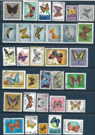 Butterflies: Set 32 Stamps, Used, Hinged (#001) - Schmetterlinge