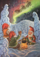 PÈRE NOËL Bonne Année Noël GNOME Vintage Carte Postale CPSM #PBL856.A - Santa Claus