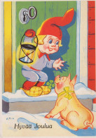 BABBO NATALE Buon Anno Natale GNOME Vintage Cartolina CPSM #PBL915.A - Santa Claus