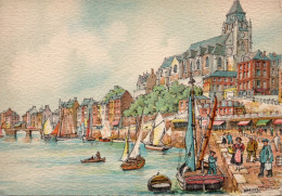 76-Le Tréport-Le Port Et L'Eglise Saint Jacques - éditeur : M. Barré & J. Dayez - Illustrateur : Barday - Le Treport