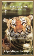 Niger 1998, Tiger, Overpr. Singpex 98, BF - Briefmarkenausstellungen