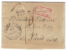 1827 - Letter From FRANKFURT To Paris  - Black T.T.R.2.  + Red  ALLEMAGNE / PAR / FORBACH  - Rating 19 D. - Préphilatélie