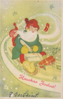 BABBO NATALE Buon Anno Natale Vintage Cartolina CPSMPF #PKG296.A - Santa Claus