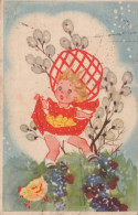 PÂQUES ENFANTS ŒUF Vintage Carte Postale CPA #PKE359.A - Ostern