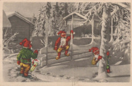 BABBO NATALE Buon Anno Natale GNOME Vintage Cartolina CPA #PKE023.A - Santa Claus