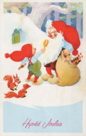 PAPÁ NOEL Feliz Año Navidad GNOMO Vintage Tarjeta Postal CPSMPF #PKD866.A - Santa Claus