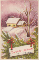 Bonne Année Noël FLEURS Vintage Carte Postale CPSMPF #PKD728.A - Nouvel An