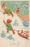 Bonne Année Noël ENFANTS Vintage Carte Postale CPSMPF #PKD428.A - Nouvel An