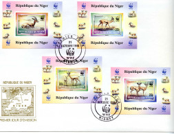 Niger 1998, WWF, Antilopes, 4BF IMPERFORATED In FDC - Niger (1960-...)