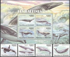 Burundi - 2011 - Whales - Yv 1185/88 + Bf 147 - Whales