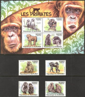 Burundi - 2011 - Monkeys - Yv 1245/48 + Bf 162 - Apen