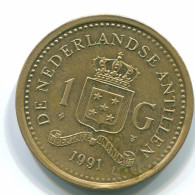 1 GULDEN 1991 NIEDERLÄNDISCHE ANTILLEN Aureate Steel Koloniale Münze #S12130.D.A - Niederländische Antillen