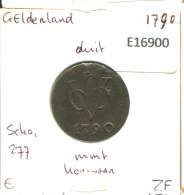 1790 GELDERLAND VOC DUIT IINDES NÉERLANDAIS NETHERLANDS NEW YORK COLONIAL PENNY #E16900.8.F.A - Dutch East Indies