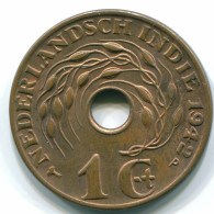 1 CENT 1942 NETHERLANDS EAST INDIES INDONESIA Bronze Colonial Coin #S10300.U.A - Dutch East Indies