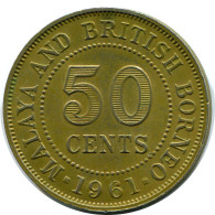 50 CENTS 1961 Malaya&British Borneo Moneda #AZ069.E.A - Other - Asia