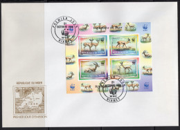 Niger 1998, WWF, Gazelle, 4val In BF IMPERFORATED In FDC - Ongebruikt