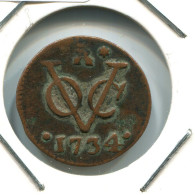 1734 ZEALAND VOC DUIT INDES NÉERLANDAIS NETHERLANDS NEW YORK COLONIAL PENNY #VOC1938.10.F.A - Indes Néerlandaises