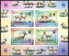 Niger 1998, WWF, Gazelle, 4val In BF IMPERFORATED - Unused Stamps