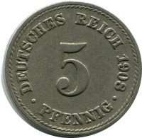 5 PFENNIG 1908 A DEUTSCHLAND Münze GERMANY #DB229.D.A - 5 Pfennig