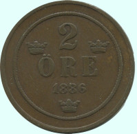 2 ORE 1886 SCHWEDEN SWEDEN Münze #AC914.2.D.A - Suède