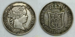 3949 ESPAÑA 1867 ISABEL II 1867 - 40 CENTIMOS DE ESCUDO MADRID - Verzamelingen