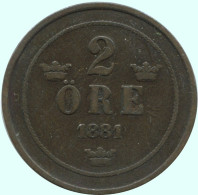 2 ORE 1881 SWEDEN Coin #AC924.2.U.A - Suède