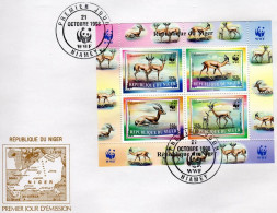 Niger 1998, WWF, Antilopes, 4val I BF In FDC - FDC