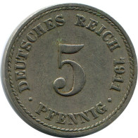 5 PFENNIG 1911 A GERMANY Coin #DB245.U.A - 5 Pfennig