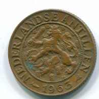 1 CENT 1963 ANTILLAS NEERLANDESAS Bronze Fish Colonial Moneda #S11074.E.A - Antilles Néerlandaises