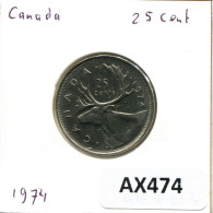 25 CENTS 1974 CANADA Moneda #AX474.E.A - Canada