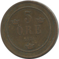 5 ORE 1874 SUÈDE SWEDEN Pièce #AC574.2.F.A - Sweden