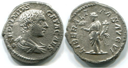 GETA AR Silver Denarius AD 198 - 209 LIBERALITAS AVG VI #ANC12357.78.D.A - Les Sévères (193 à 235)