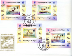 Niger 1998, WWF, Antilopes, 4BF IMPERFORATED In FDC - FDC