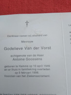 Doodsprentje Godelieve Van Der Vorst / Hamme 10/4/1946 - 5/2/1998 ( Antoine Goossens ) - Religion &  Esoterik