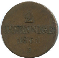 SAXONY 2 PFENNIG 1851 F Dresden Mint German States #DE10536.12.U.A - Autres & Non Classés