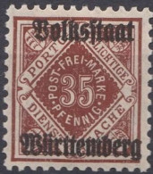 Württemberg 35 Pfg 1919 Type A Surchargé Volkstaat Württemberg (H34) - Sonstige & Ohne Zuordnung