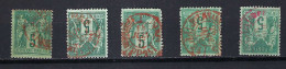 FRANCE Paris CAD Rouge Des Imprimés PP Xx Ca.1876-1900: Lot De 5 Y&T 75 Obl. Entre  PP 21 Et PP 40 - Zeitungsmarken (Streifbänder)