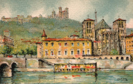 69-Lyon-La Cathédrale Saint Jean Et Fourvière- éditeur : M. Barré & J. Dayez - Illustrateur : Barday - Lyon 2