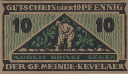 10 PFENNIG 1921 Stadt KEVELAER Rhine DEUTSCHLAND Notgeld Banknote #PG018 - [11] Local Banknote Issues