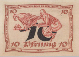 10 PFENNIG 1921 Stadt ARNSTADT Thuringia DEUTSCHLAND Notgeld Banknote #PF563 - [11] Emissions Locales