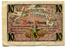 10 PFENNIG 1920 Stadt ORLAMÜNDE Thuringia DEUTSCHLAND Notgeld Papiergeld Banknote #PL689 - [11] Emissions Locales